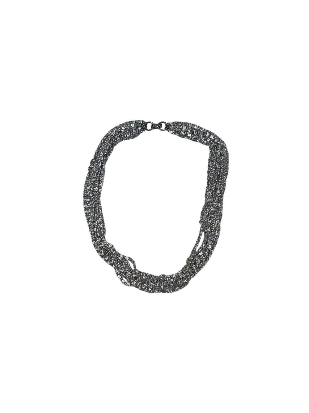Necklace Vintage Silver Tone Multi Strand Chain Collar